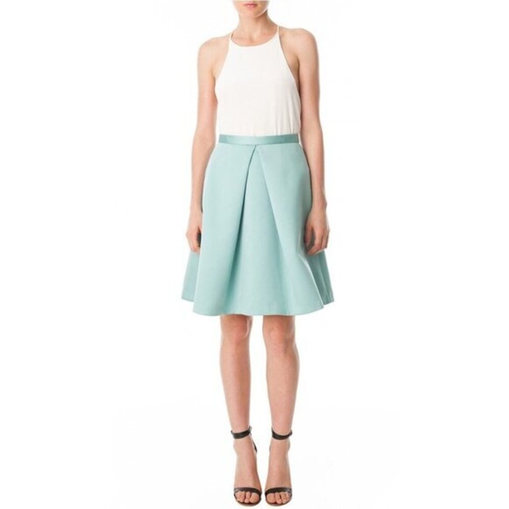 Tibi Pleated Skirt Calming Mint Green Katia Pleated Neoprene Skirt SZ 6 NWT